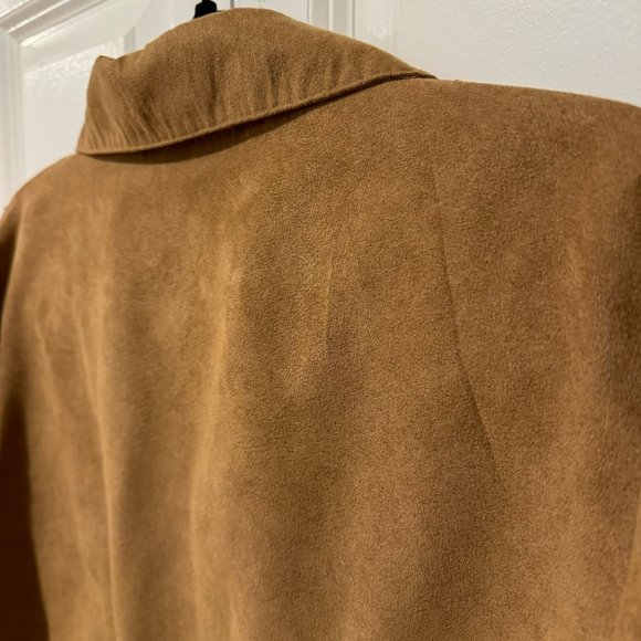 Lemon-Grass Tan Vegan Suede Zip Up Light Weight Jacket - Size Large - Picture 10 of 10
